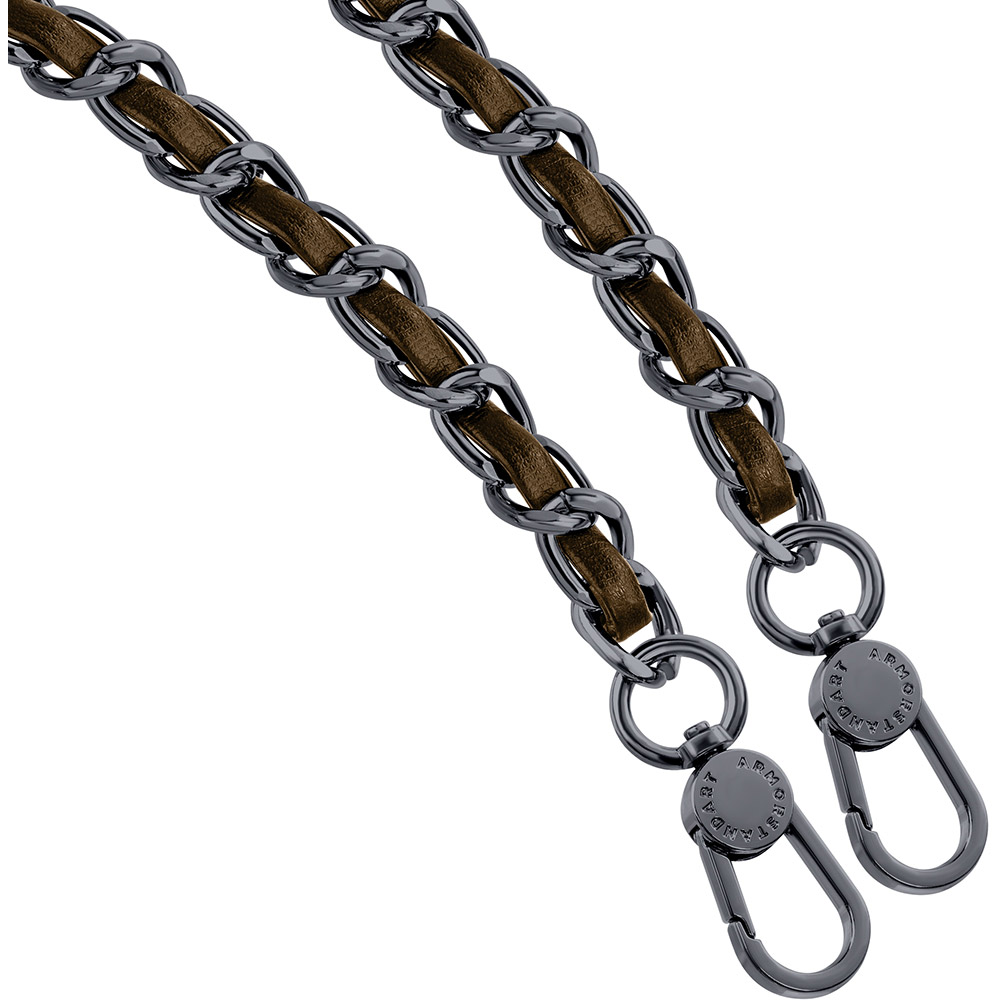 Ремінець для смартфона ARMORSTANDART Chain link Aged Ruthenium with Brown Leather (ARM77036) Матеріал метал, штучна шкіра