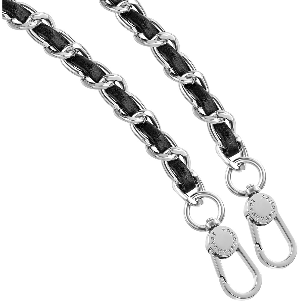 Ремешок для смартфона ARMORSTANDART Chain link Polished Silver with Black Leather (ARM77033) Материал металл, искусственная кожа