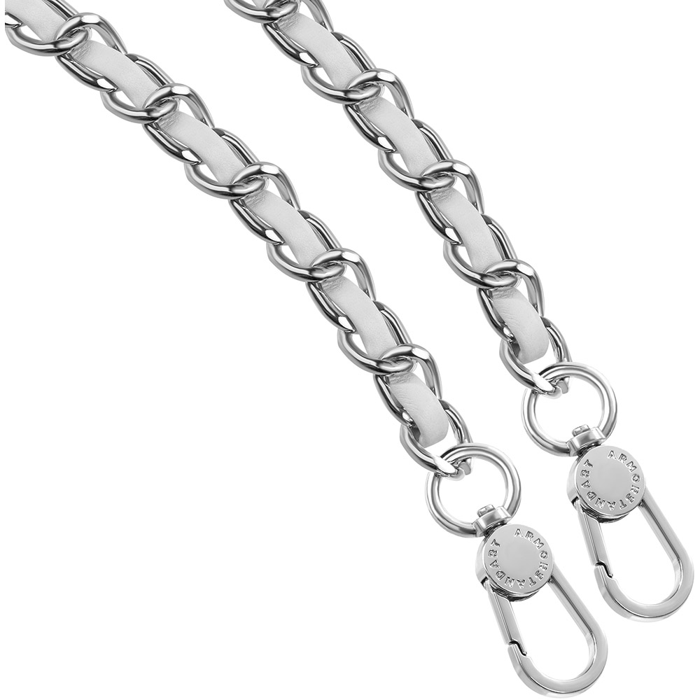 Ремінець для смартфона ARMORSTANDART Chain link Polished Silver with White Leather (ARM77034) Матеріал метал, штучна шкіра