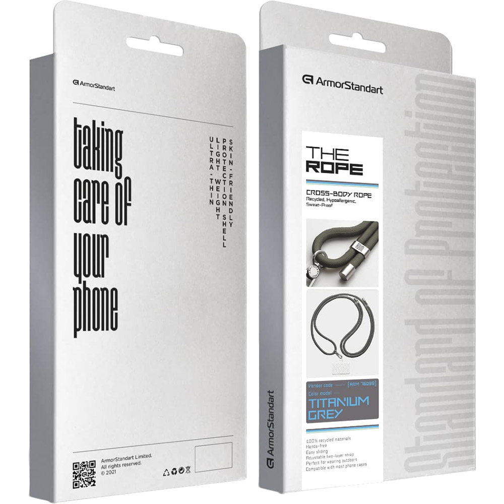 Внешний вид Ремешок для смартфона ARMORSTANDART Rope Titanium Grey with Clear holder (ARM76099)