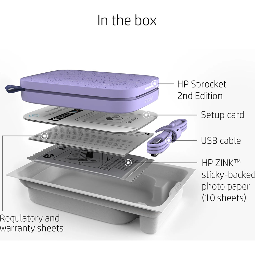 Фотопринтер HP Sprocket Lilac (HPISPPR) Цвет фиолетовый