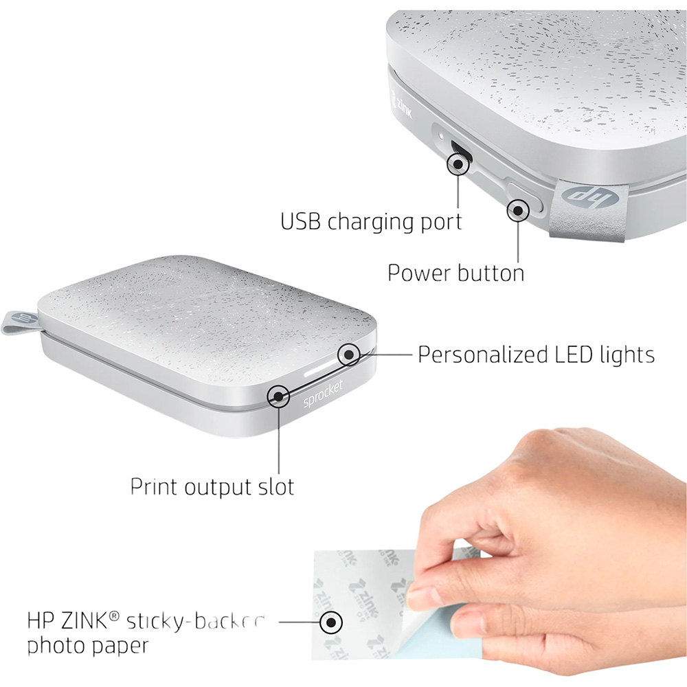 Фотопринтер HP Sprocket Luna Pearl (HPISPW) Версия Bluetooth 5.0