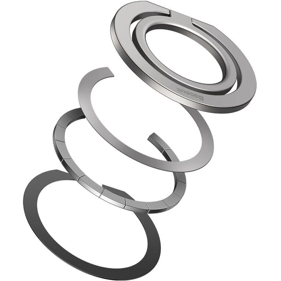 Зовнішній вигляд Кільце-тримач BASEUS Halo Series Foldable Metal Ring Stand Single-ring Silver (SUCH000012)