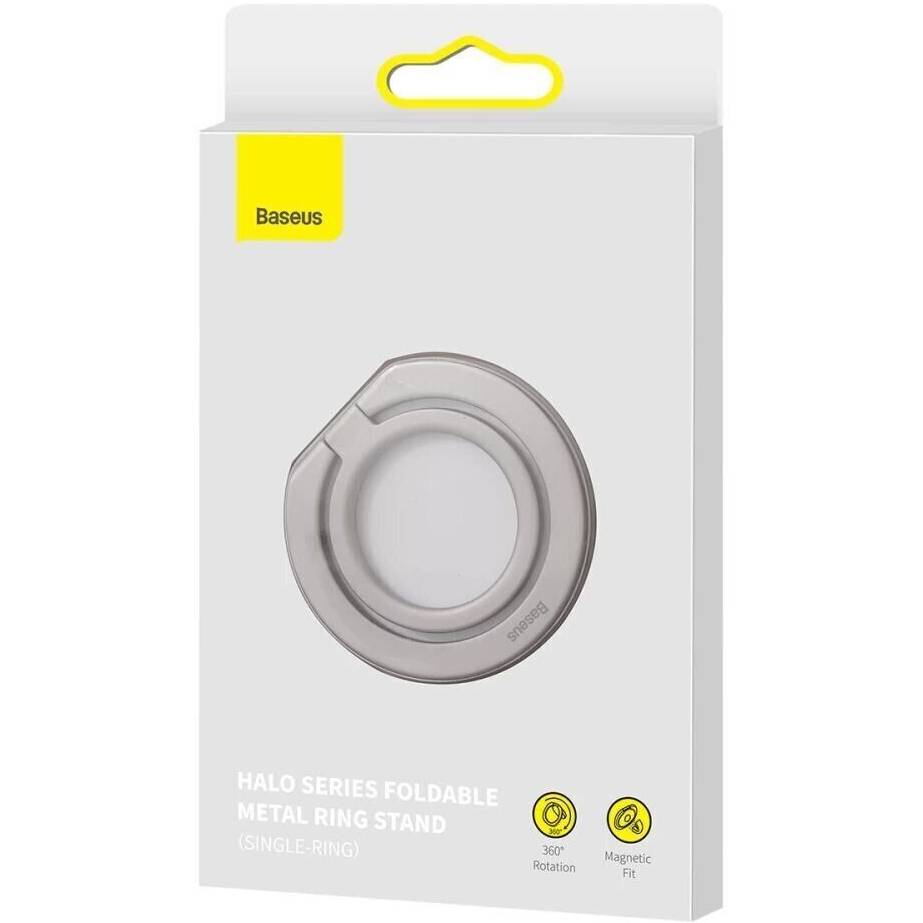 Фото Кільце-тримач BASEUS Halo Series Foldable Metal Ring Stand Single-ring Silver (SUCH000012)