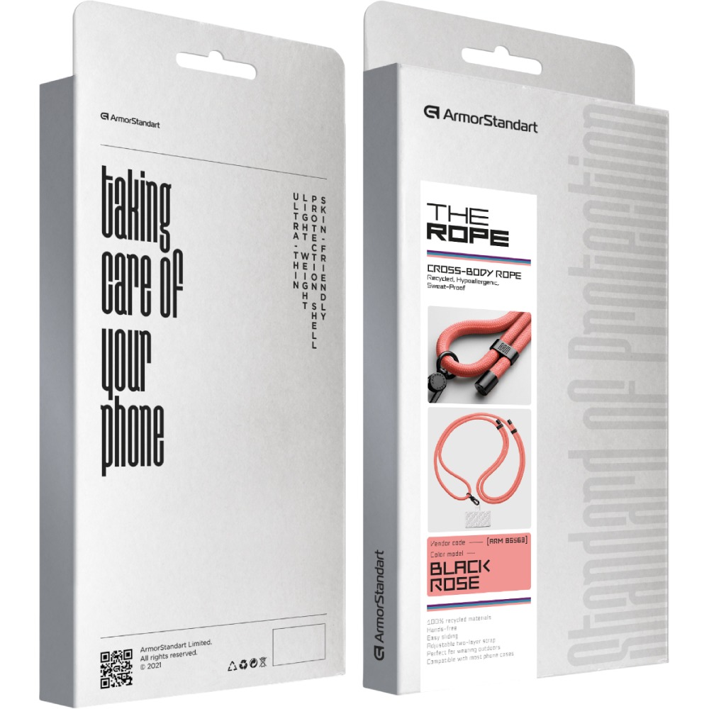 Фото 4 Ремінець для смартфона ARMORSTANDART Rope Black Rose with Clear holder (ARM86563)