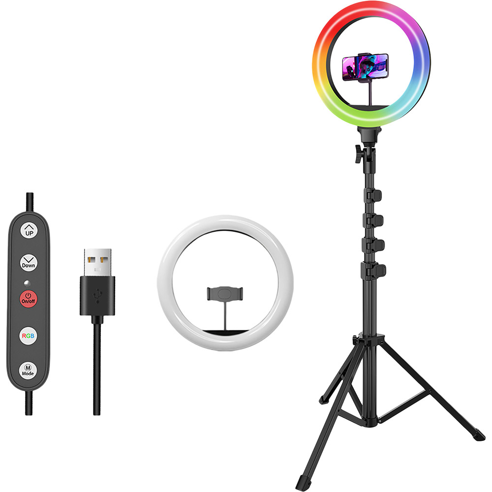 Кільцева LED лампа PROOVE RGB Halo 12 + штатив (59954white) Тип роз'єму USB: 5В/2А