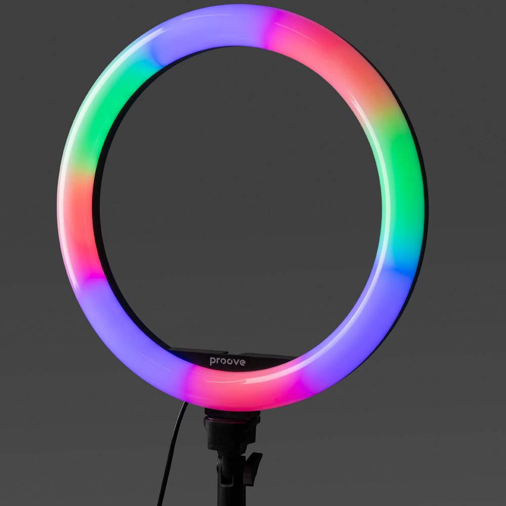 Кільцева LED лампа PROOVE RGB Halo 12 + штатив (59954white) Матеріал ABS, ПК, алюміній