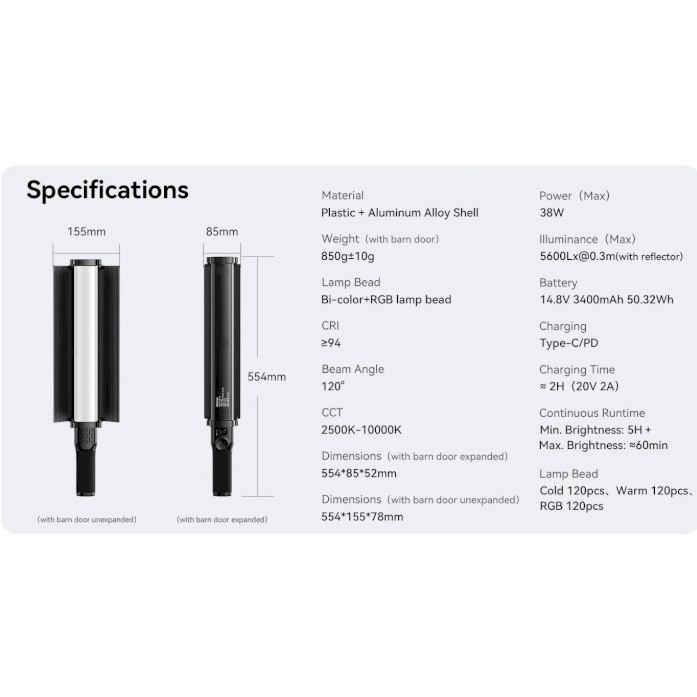 Фото 14 Відеосвітло ULANZI VIJIM VL360 RGB Led Light (L058GBB2 VL360 RGB)