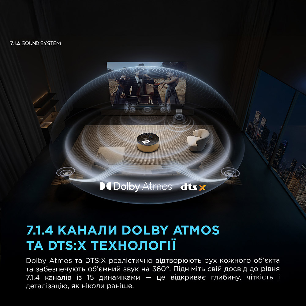 Саундбар TCL Q85HE Способ подключения сабвуфера беспроводной