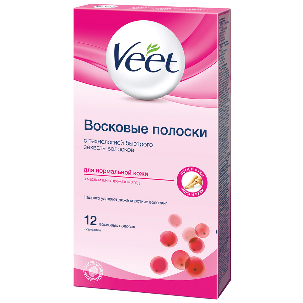 

Восковые полоски с маслом Ши и ароматом ягод VEET 12 шт (8413600511012), Восковые полоски с маслом Ши и ароматом ягод12 шт