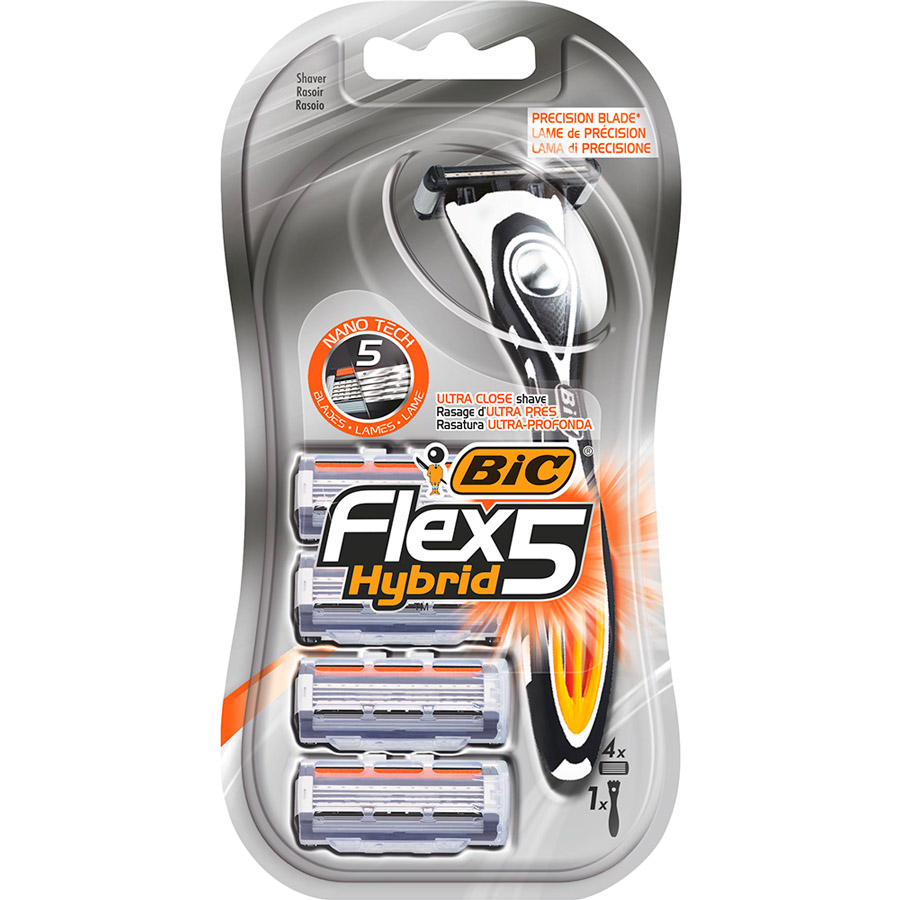 Бритва BIC Flex 5 Hybrid з 4 змінними касетами (3086123471238)