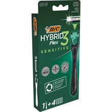 Бритва BIC Flex 3 Hibrid Sensitive з 4 змінними касетами (3086123644977)