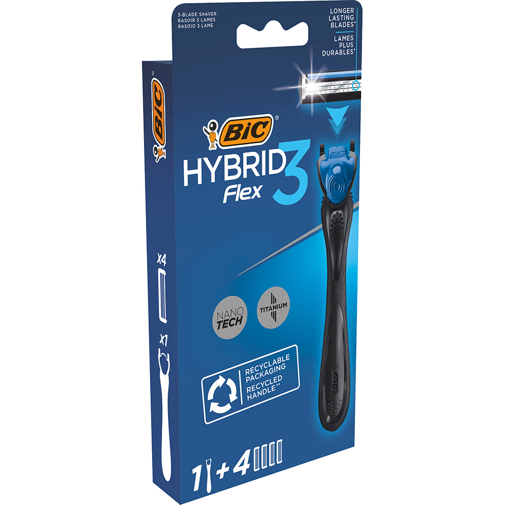 Бритва BIC Flex 3 Hibrid з 4 змінними касетами (3086123644939)