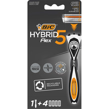 Бритва BIC Flex 5 Hibrid з 4 змінними касетами (3086123644984)