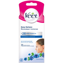 Восковые полоски Veet Easy-Gelwax для чувствительной кожи лица 20 шт. (4680012390960)