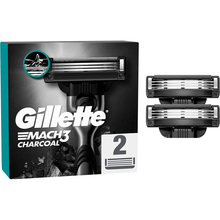 Змінні картриджі GILLETTE Mach 3 Charcoal Деревне вугілля 2 шт. (80749783)