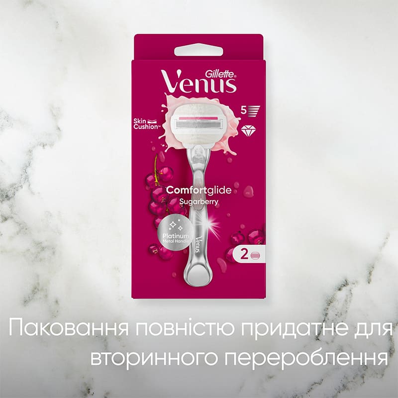 Бритва VENUS Comfortglide Sugarberry Plus Olay з 1 змінним картриджем (8700216130516) Зона застосування для ніг