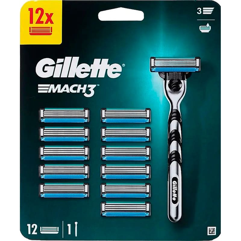 Бритва GILLETTE Mach 3 c 12 змінними картриджами (7702018425853) Тип станки зі змінними картриджами