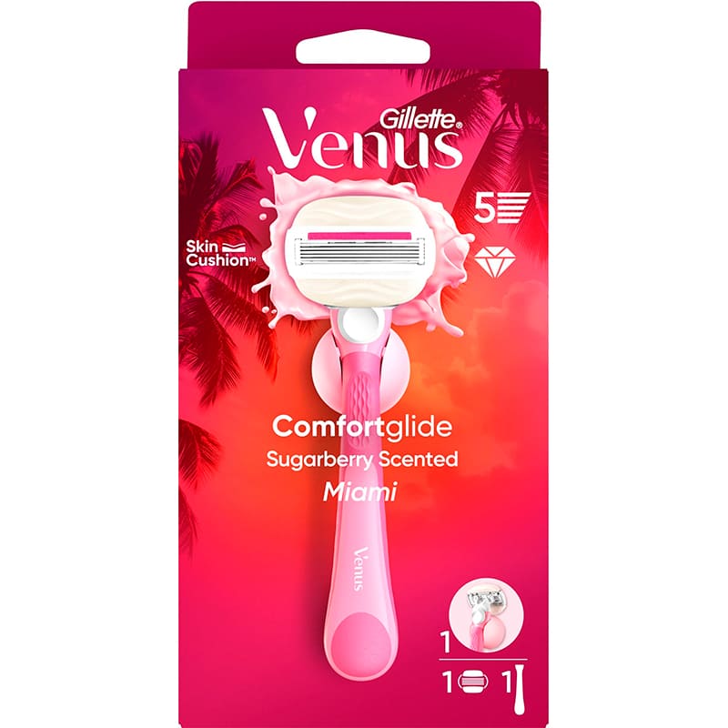 Бритва VENUS Comfortglide Miami Sugarberry с 1 сменным картриджем (8700216674195) Тип станки со сменными картриджами