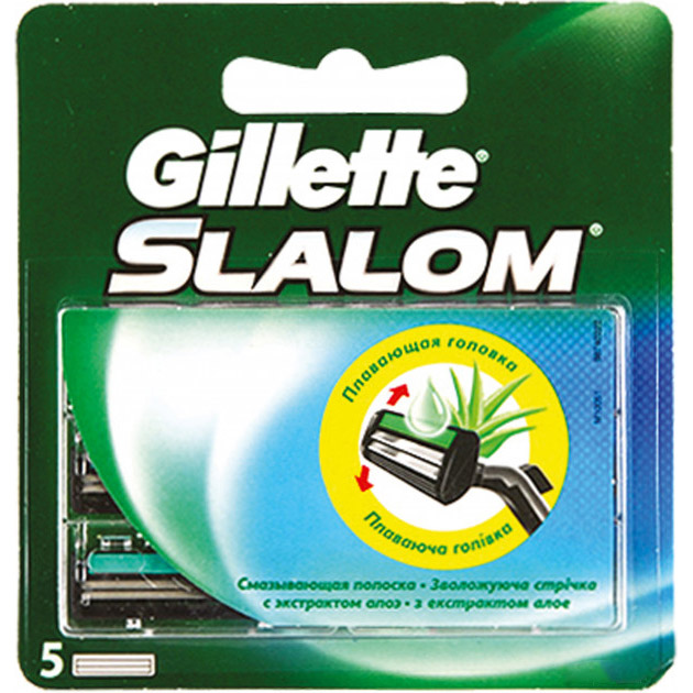 

Сменные кассеты GILLETTE SLALOM 5шт (7702018867912), SLALOM Зміна касети д/г з змащуючої смужкою5шт