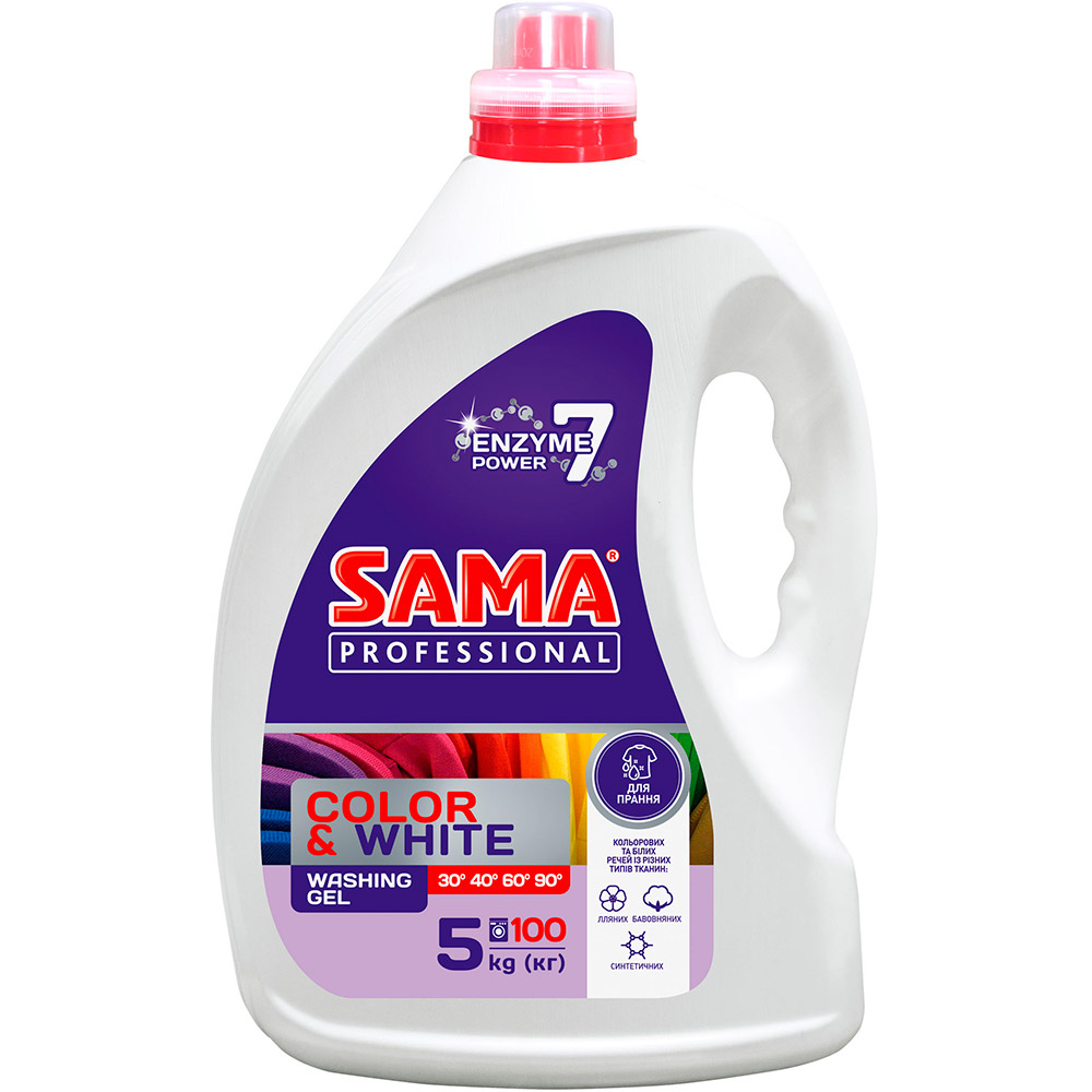 

Гель для стирки SAMA Professional Color & White 5 л (4820020268824), Гель універс.для прання кольор.та білих тканин 5кг