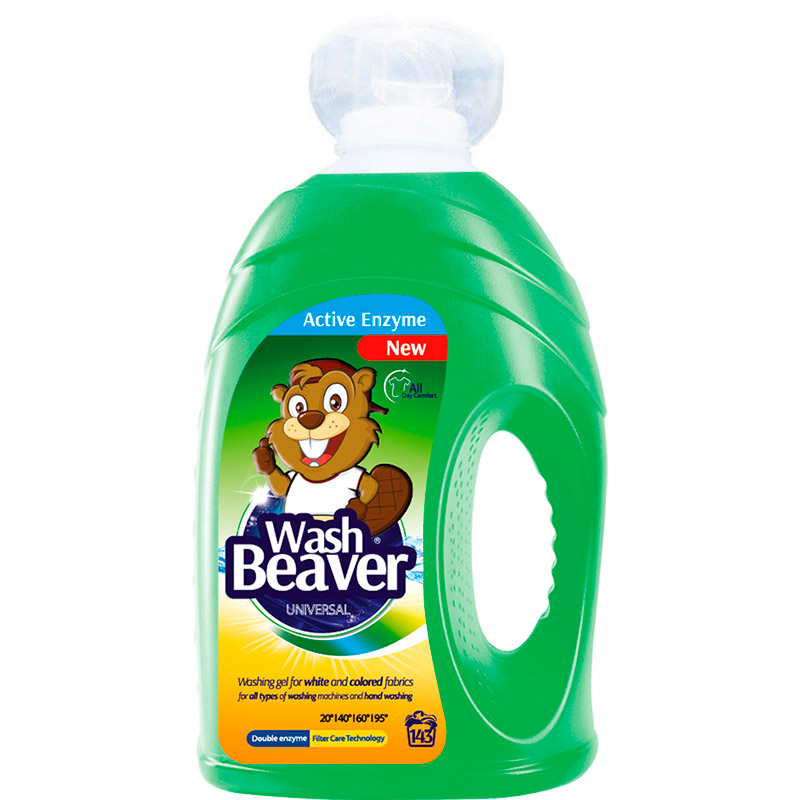 

Гель для стирки WASH BEAVER UNIVERSAL 4.29 л (4820203060726), засіб мийний д/прання рідкий UNIVERSAL 4290 мл NEW
