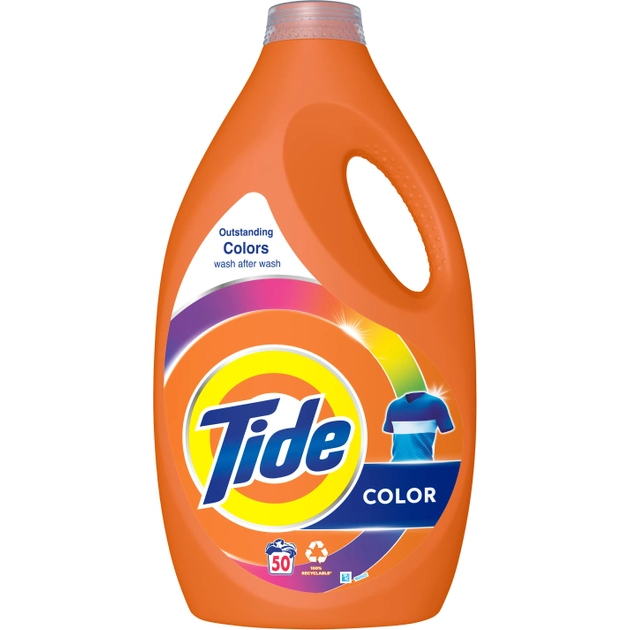 Гель для прання Tide Color 2.5 л (8006540879474) Склад 5-15% Аніонні ПАР, ;5% Неіоногенні ПАР, Фосфонати, Мило, Ензими, Консерванти, Ароматизатори