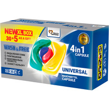 Капсулы для стирки Wash&Free Universal 30+5 шт (4260637721945)