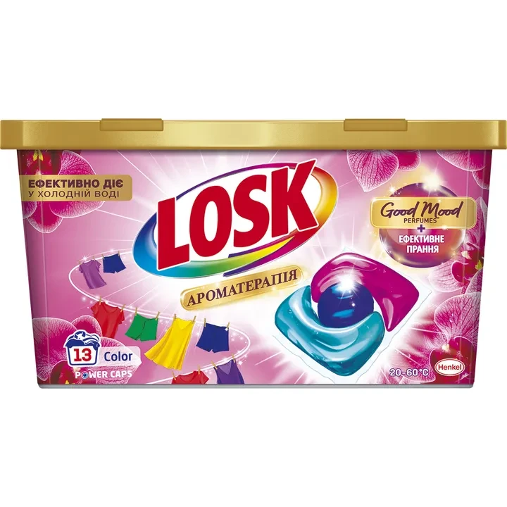 Капсулы для стирки LOSK Power Caps Ароматерапия Эфирные масла и аромат Малазийский цветок 13 шт (2951039)