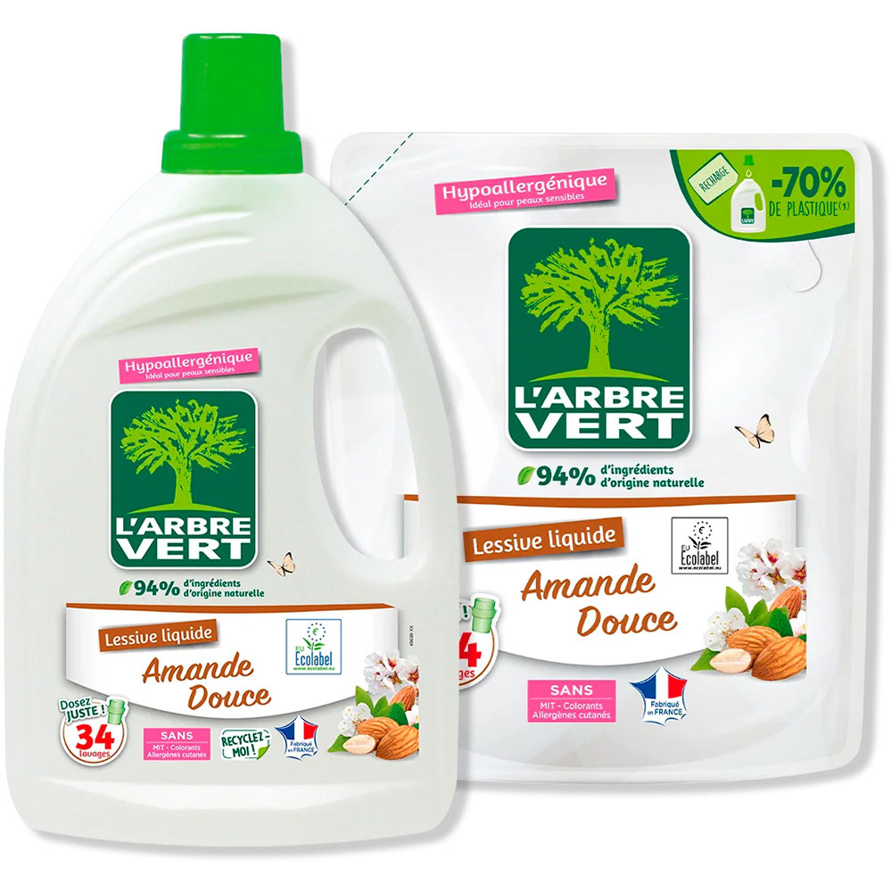 Гель для стирки L'ARBRE VERT 1,53 л Сладкий миндаль (3450601046315) Тип гель для стирки