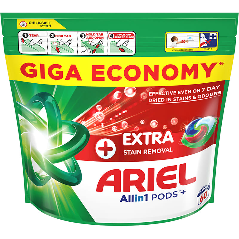 Капсули для прання ARIEL Pods+ All-in-1 Екстрасила виведення плям 60 шт (8700216764032)