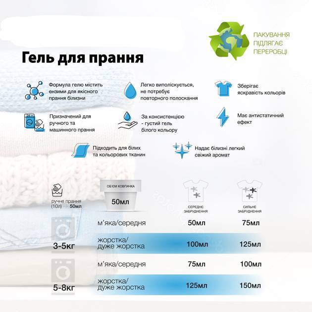 Гель для прання Carma Універсальний 4 л (4823098414735) Спосіб застосування Налити засіб у відсік для порошку пральної машини, або використовувати при ручному пранні відповідно до рекомендованих дозувань, вказаних на упаковці.