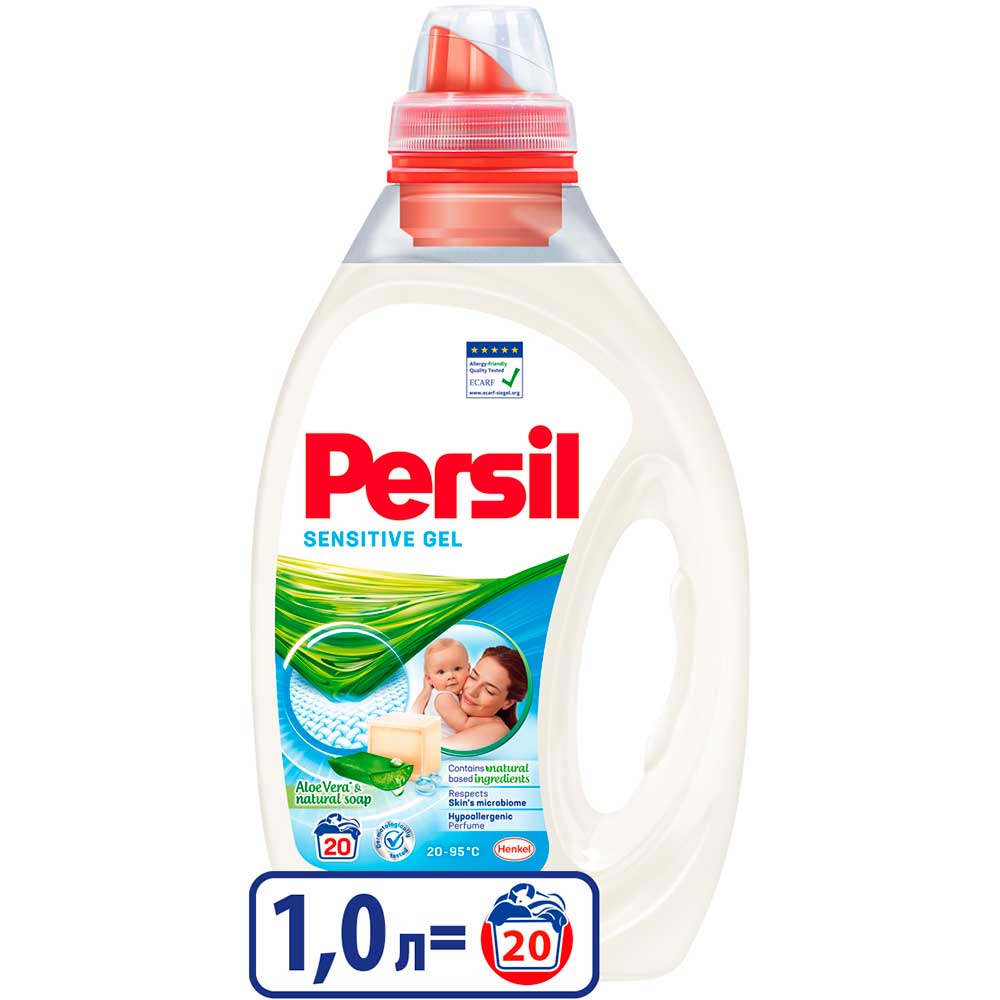 Гель для стирки PERSIL Сенситив 1 л 9000101318784 (2323693) Состав 5–15%  анионные ПАВ, неионогенные ПАВ. <5% мыло, фосфонаты; энзимы; Парфюм (гексилциннамаль, бензилсалицилат, цитронеллол, бутилфенил метилпропионал)