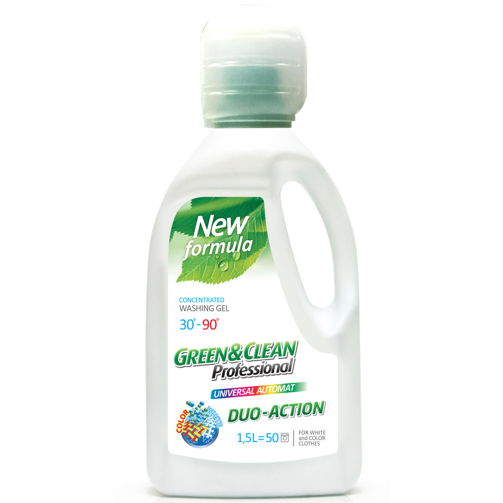 

Гель для стирки GREEN&CLEAN для цветной и белой одежды 1.5 л (GCL04117), Гель д/прання кольор.&білого одягу1,5 л