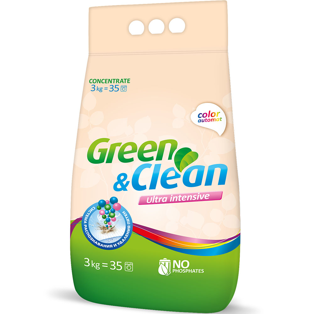Акція на Стиральный порошок GREEN&CLEAN Ultra intensive для цветного белья 3 кг (GCL04094) від Foxtrot
