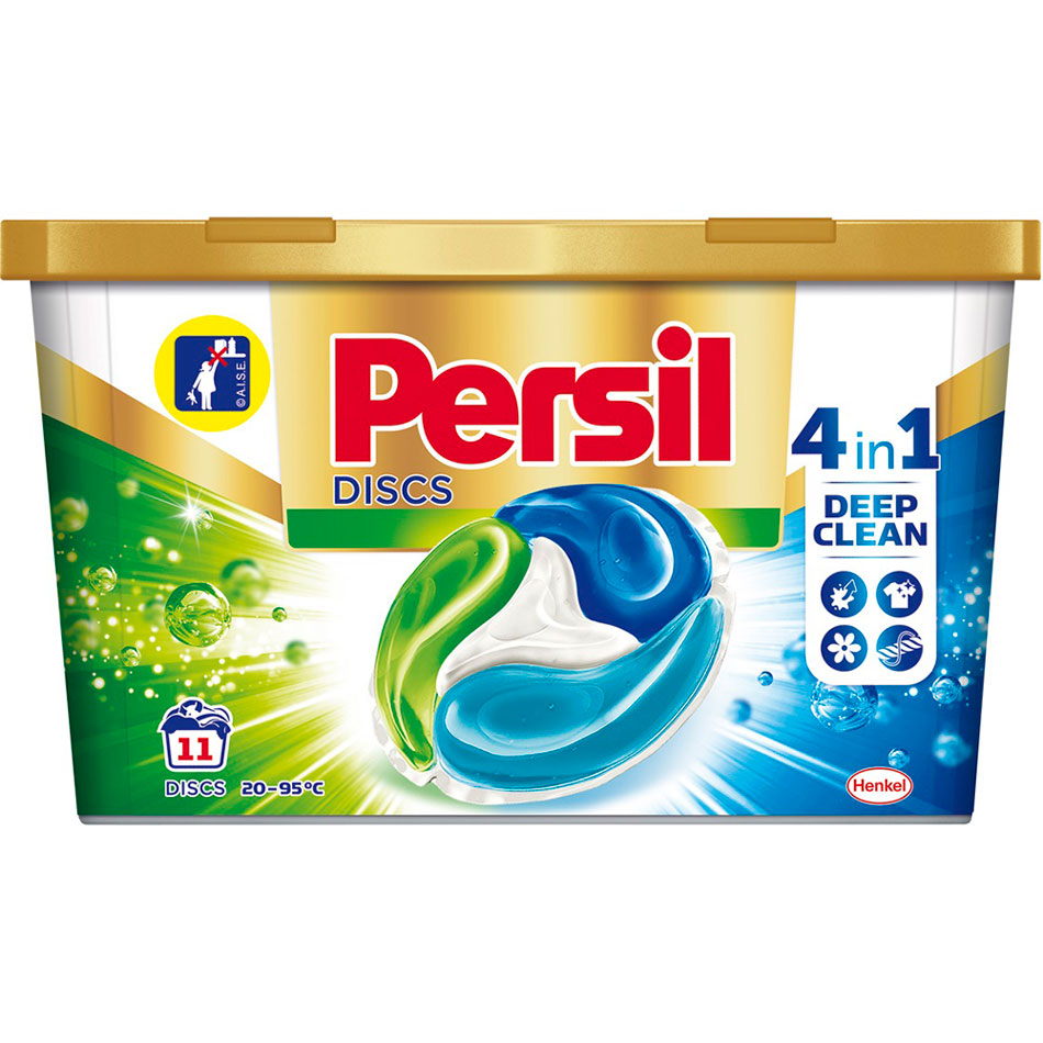 

Капсулы для стирки PERSIL Discs Universal Deep Clean 11 шт (9000101372786), Диски для прання білих та світлих речей, 11 ц.п.