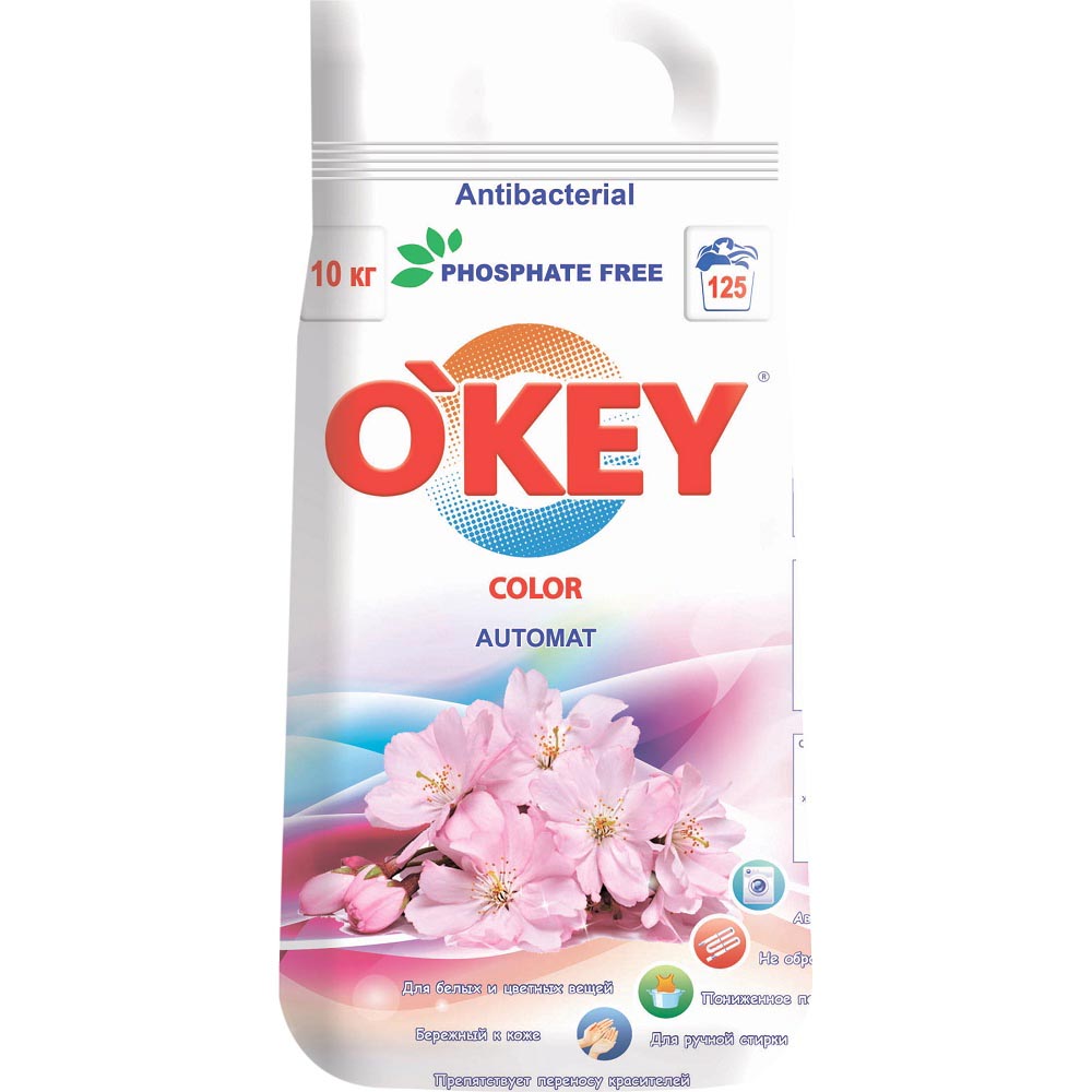 

Стиральный порошок O'KEY "Цветочный букет" 10 кг (4820049381733), Порошок "Квітковий букет" color автомат 10кг