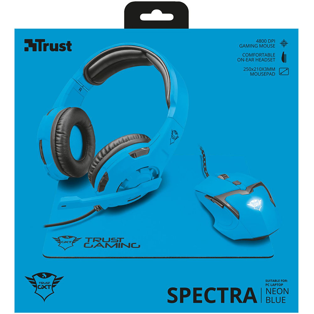 Набор TRUST GXT790-SB Spectra Gaming Bundle blue (22467) Ширина коврика 250