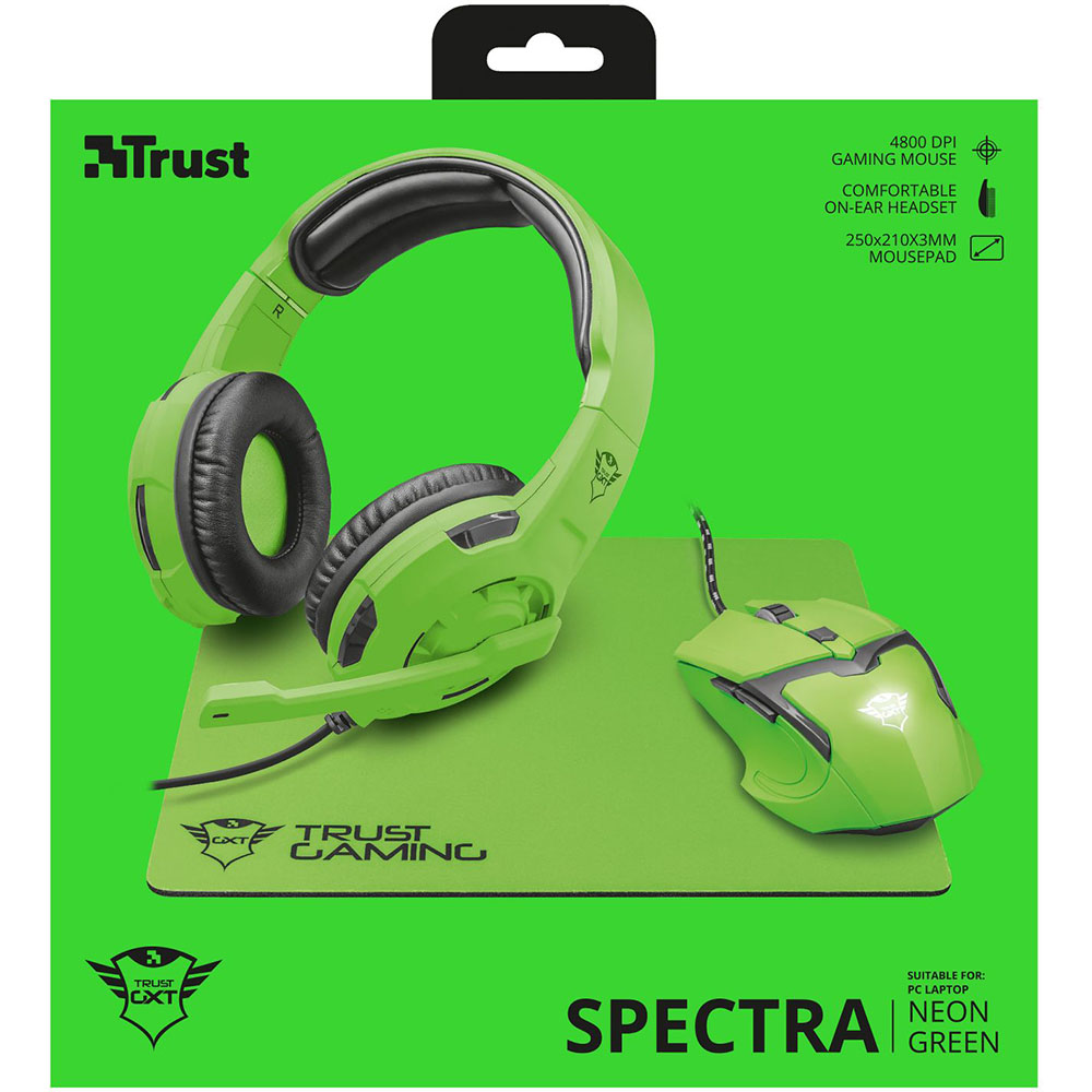 Набор TRUST GXT790-SG Spectra Gaming Bundle green (22463) Ширина коврика 250