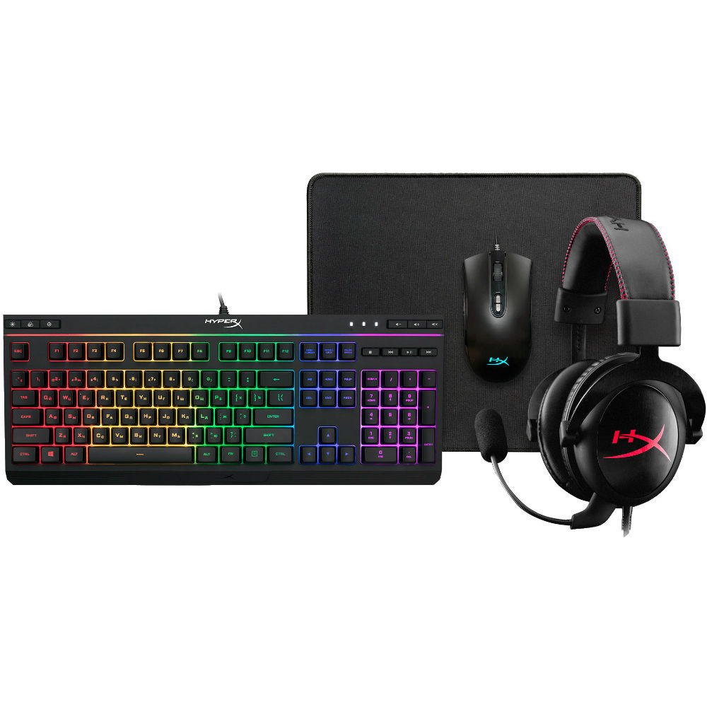 Игровой набор HYPERX Hardcore Bundle (HX-HARDCORE-BNDL) Комплектация гарнитура