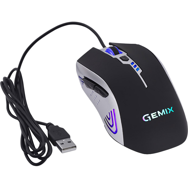 Зовнішній вигляд Миша Gemix W100 USB Black Gray + ігрова поверхня (W100Combo)