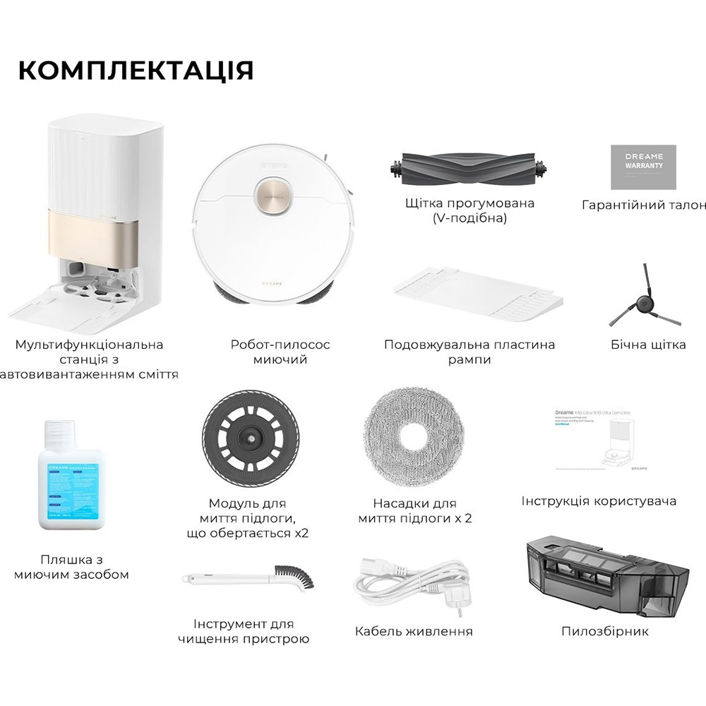 У Фокстрот Робот-пилосос DREAME Robot Vacuum X40 Ultra White EUB (RLX63CE)