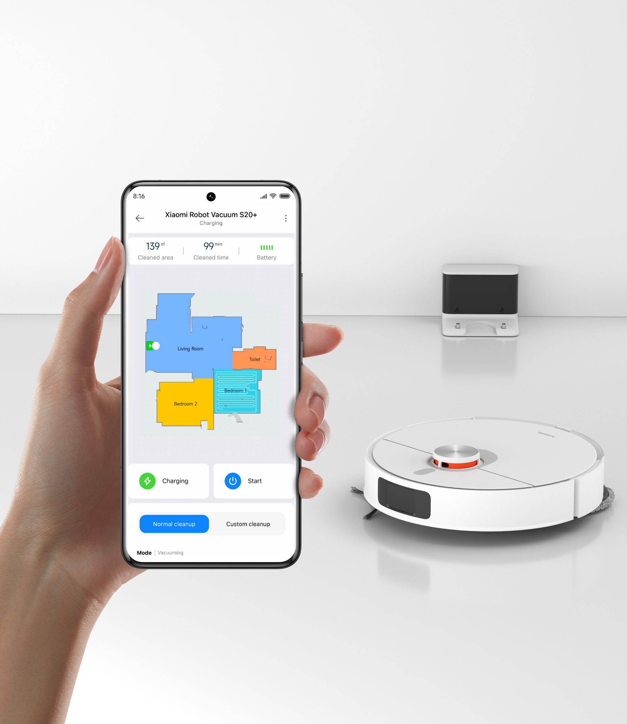 Робот-пылесос XIAOMI Robot Vacuum S20+ White (1066190) Управление на корпусе