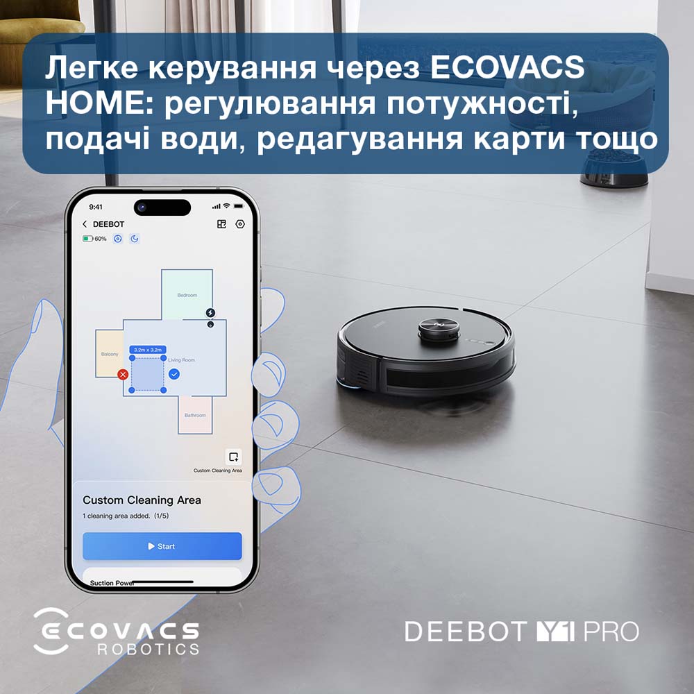 Фото Робот-пылесос ECOVACS DEEBOT OZMO Y1 Pro Black