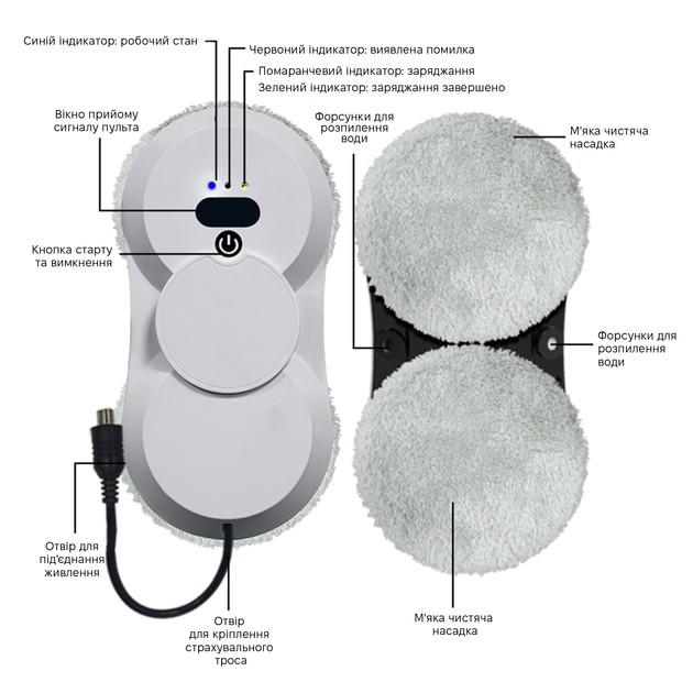 Робот для миття вікон INSPIRE RN2-18 White (RN2-18) Керування смартфон