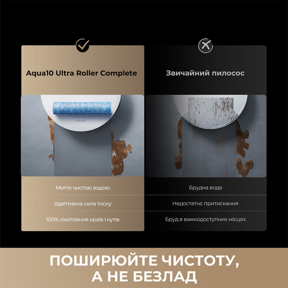 У Фокстрот Робот-пилосос DREAME Aqua 10 Roller Black (RLH31CE-BL)