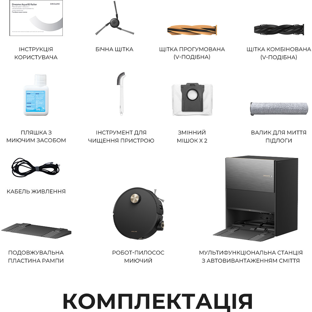 Фото 15 Робот-пилосос DREAME Aqua 10 Roller Black (RLH31CE-BL)