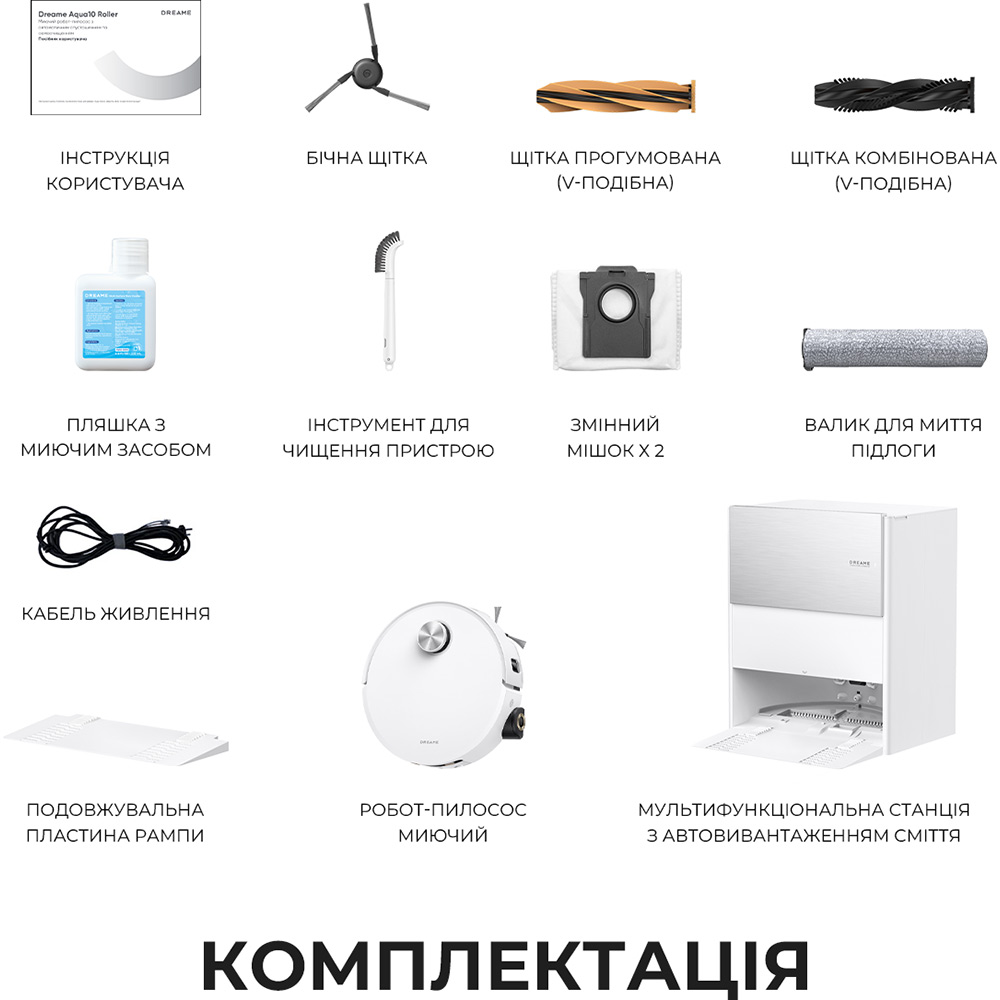 Фото 15 Робот-пилосос DREAME Aqua 10 Roller White (RLH31CE-WH)