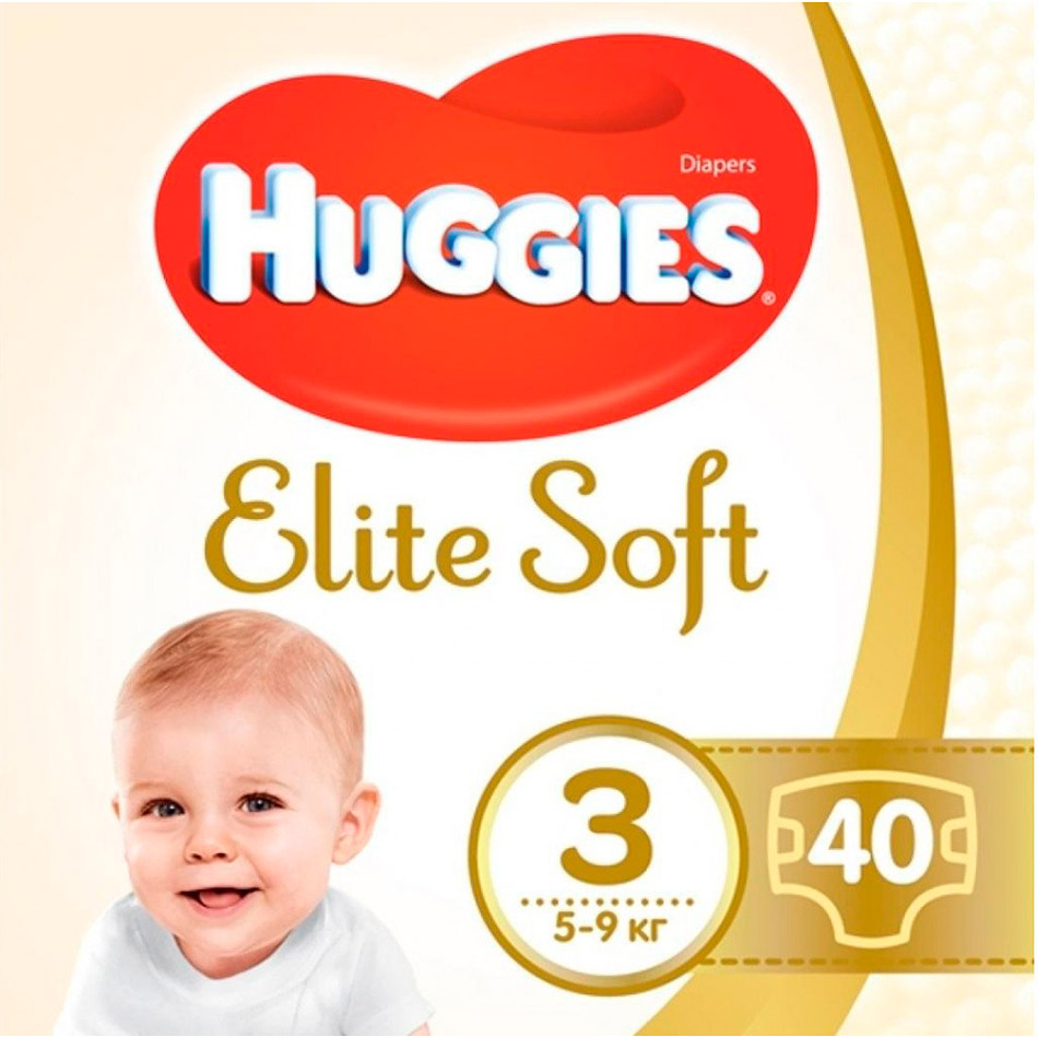 Акція на Подгузники HUGGIES Elite Soft 3 5-9 кг Jumbo 40 шт (5029053547770) від Foxtrot