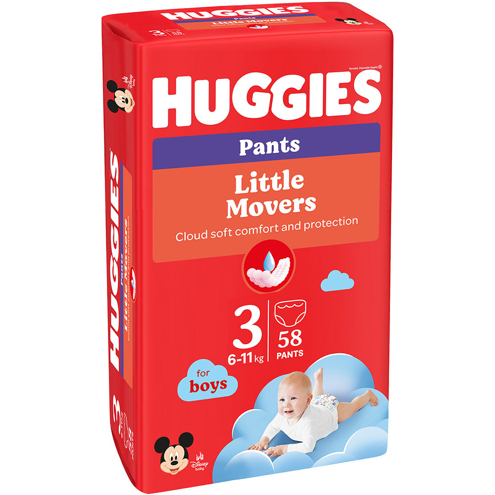 Підгузки-трусики HUGGIES Little Movers 3 (6-11 кг) Mega 58 шт Boy (5029053547473) Підгузки-трусики HUGGIES Little Movers 3 (6-11 кг) Mega 58 шт Boy (5029053547473) Тип підгузки-трусики